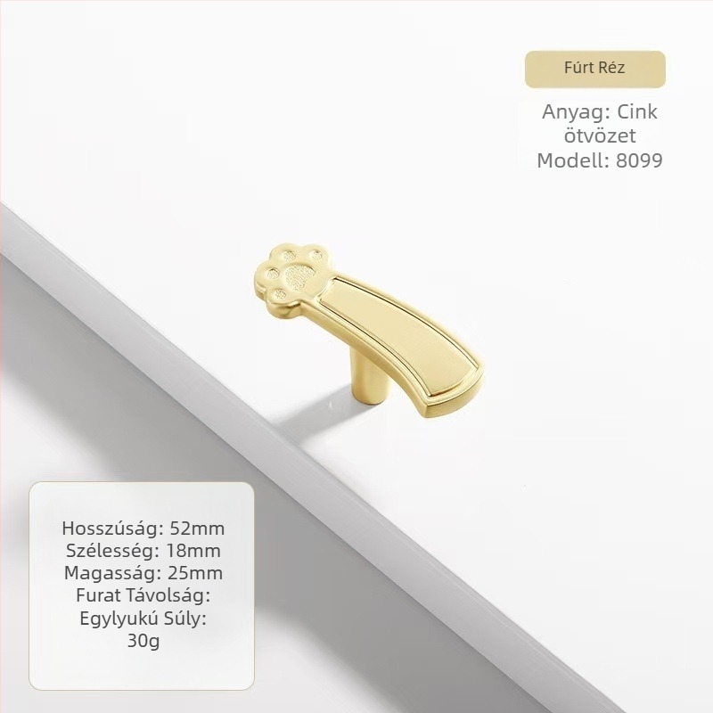 Macska karma alakú fogantyú szekrényekhez, cink ötvözetből, nordic stílus, modell 8099, alkalmas szekrényajtókhoz és fiókokhoz