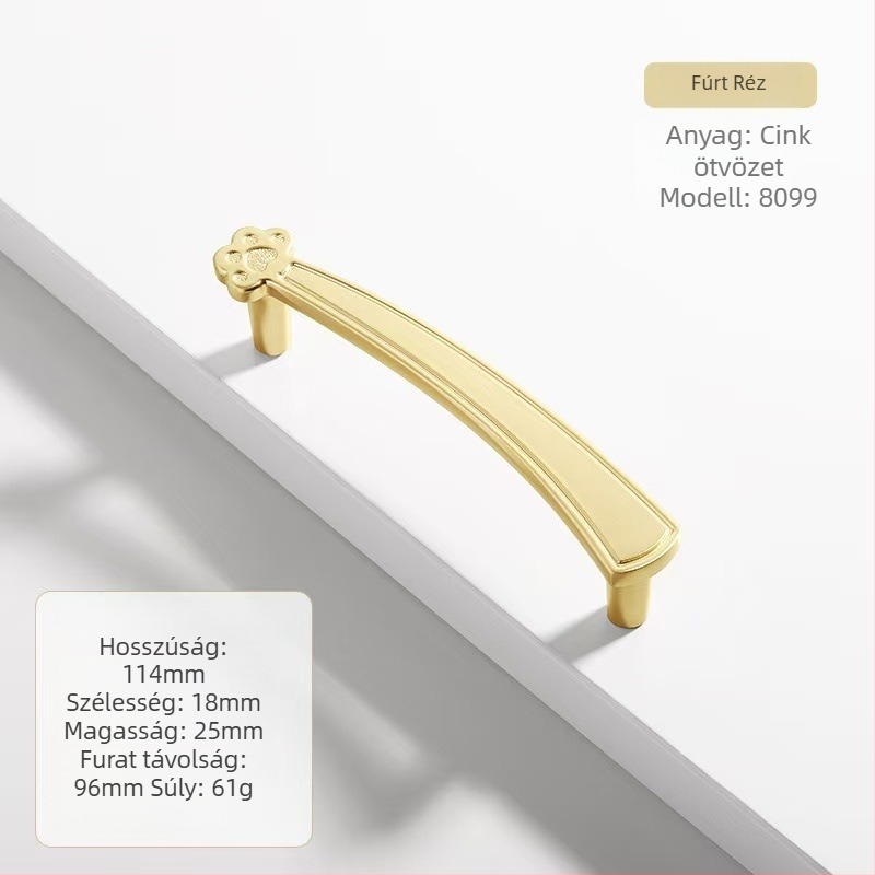 Macska karma alakú fogantyú szekrényekhez, cink ötvözetből, nordic stílus, modell 8099, alkalmas szekrényajtókhoz és fiókokhoz