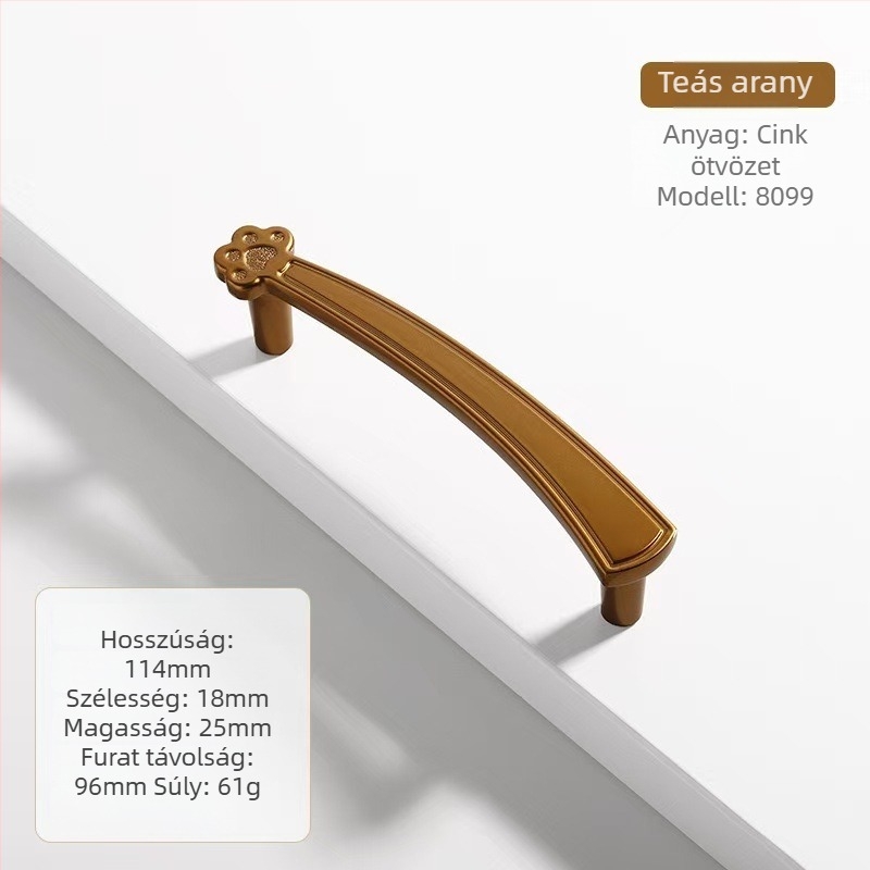 Macska karma alakú fogantyú szekrényekhez, cink ötvözetből, nordic stílus, modell 8099, alkalmas szekrényajtókhoz és fiókokhoz