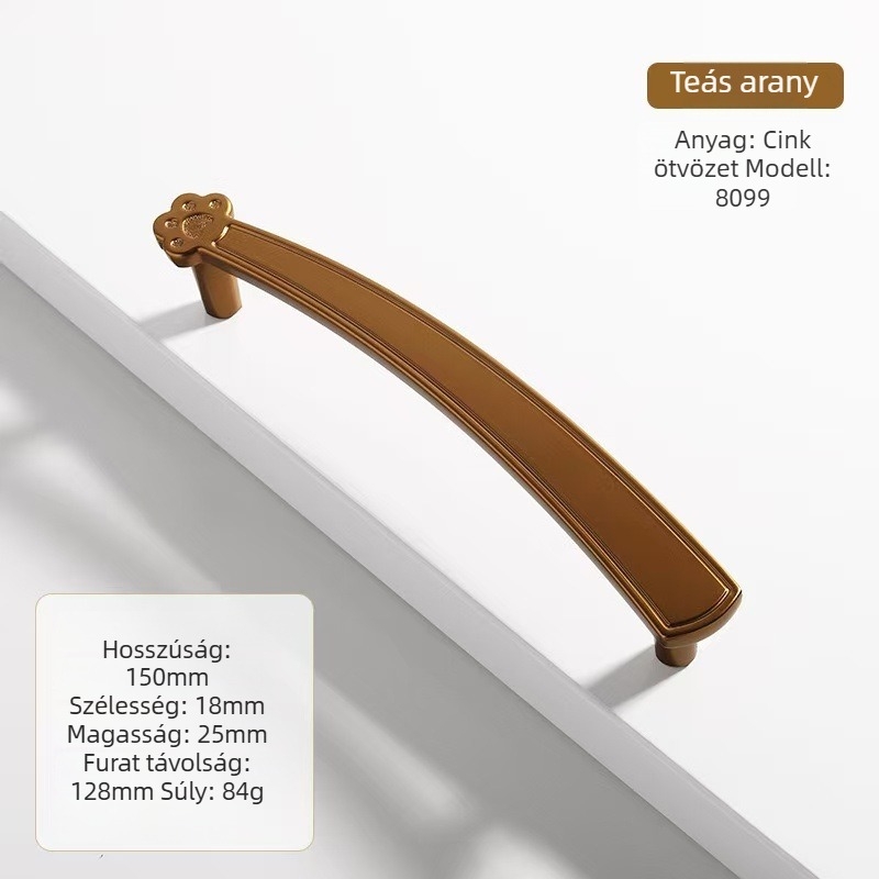 Macska karma alakú fogantyú szekrényekhez, cink ötvözetből, nordic stílus, modell 8099, alkalmas szekrényajtókhoz és fiókokhoz