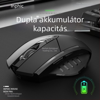 Vezeték nélküli gamer egér, 6 gomb, 2400 DPI, 2,4 GHz, csendes és ergonómikus