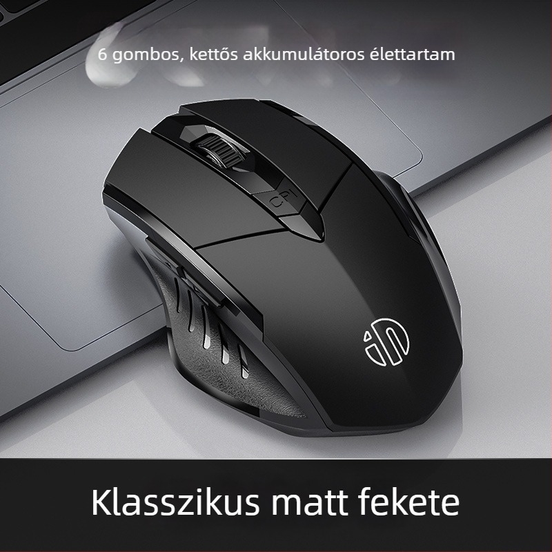 Vezeték nélküli gamer egér, 6 gomb, 2400 DPI, 2,4 GHz, csendes és ergonómikus