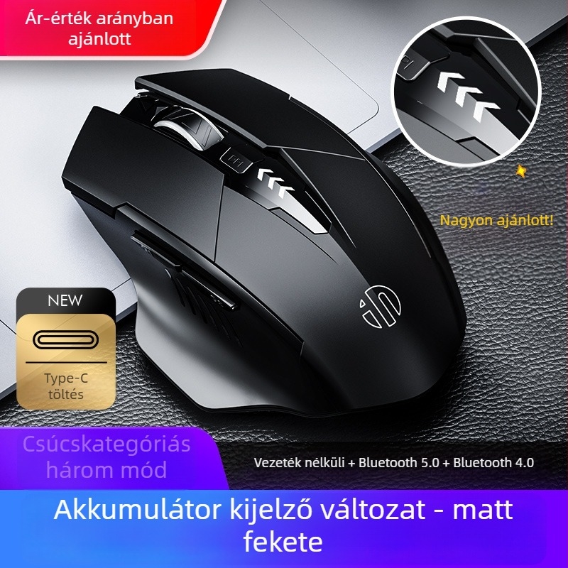 Vezeték nélküli gamer egér, 6 gomb, 2400 DPI, 2,4 GHz, csendes és ergonómikus