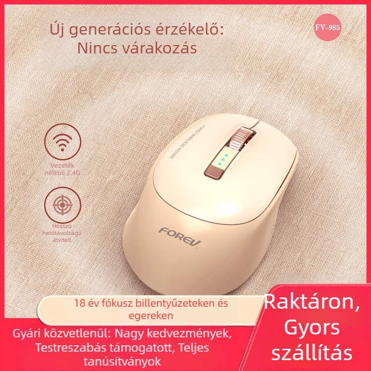 FOREV Vezeték nélküli játékegér, 1600dpi, 5 gomb, 2,4GHz USB vezeték nélküli, USB interfész, újratölthető