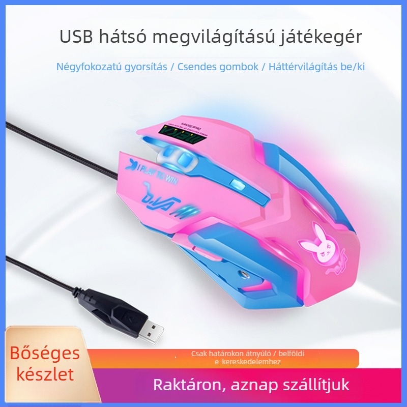 Sobebetter VMO-161 Kábeles optikai játékegér, USB, 3200 DPI, 6 gomb, ergonómikus, 4 DPI-szint
