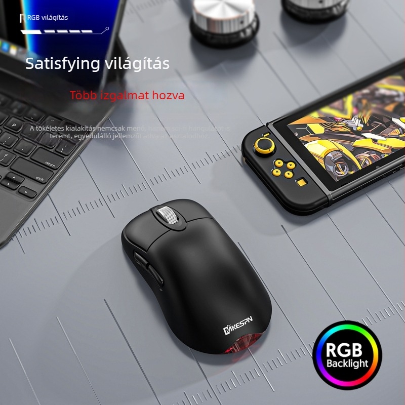 Gamer egér 24000 DPI-vel, három üzemmódban csatlakoztatható (kábeles, 2,4 GHz, Bluetooth), makró-programozható, 6 gomb