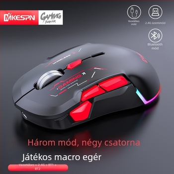 Játék egér 10 makro billentyűvel, három módú csatlakozás (kábeles, 2,4G és Bluetooth), 10000 DPI, modell W12.