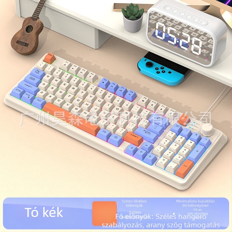 Kábeles gaming billentyűzet mechanikus érzet, RGB háttérvilágítás, 88–98 billentyű, USB, 1,5 m kábel