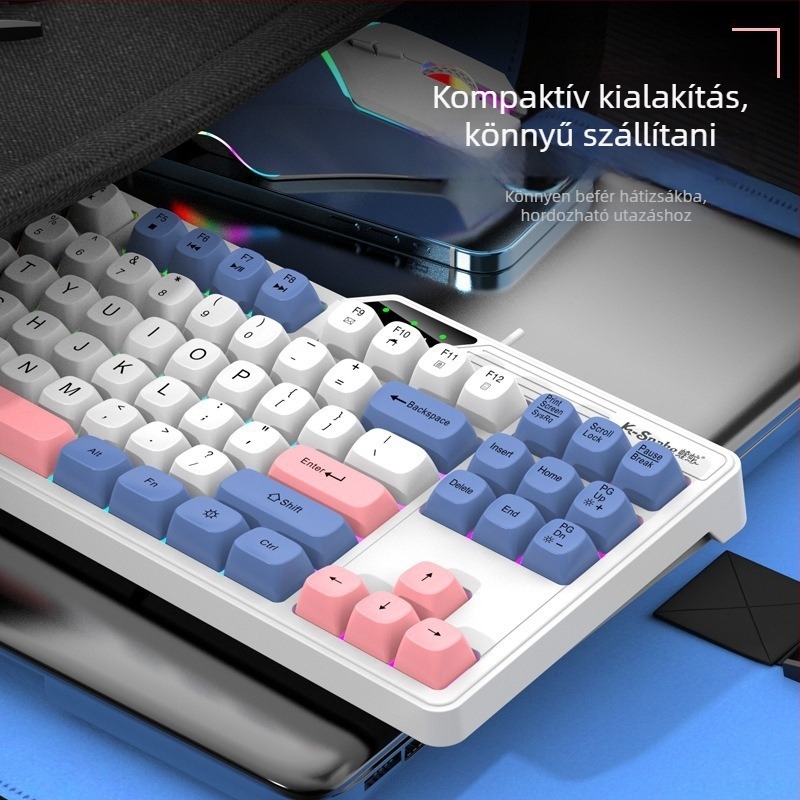 Gamer billentyűzet, 87-gombos, vezetékes, vízálló, ABS ház (87-gombos; vezetékes; vízálló; ABS ház)