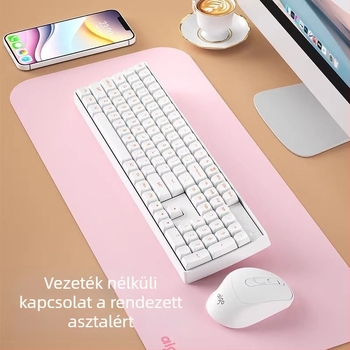 Vezeték nélküli mechanikus billentyűzet és egér készlet CK104, 106 billentyű, zöld kapcsolók