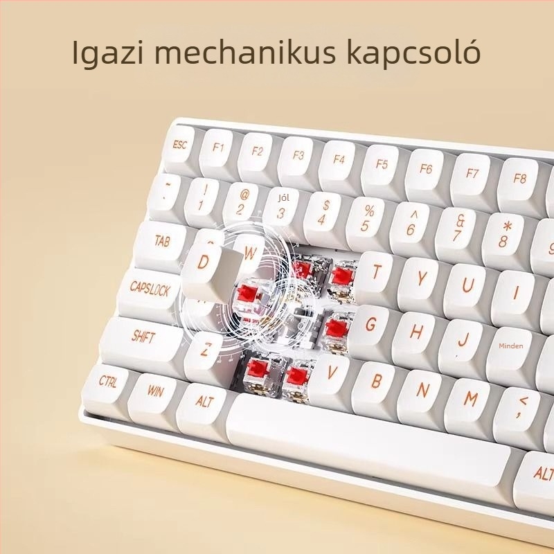 Vezeték nélküli mechanikus billentyűzet és egér készlet CK104, 106 billentyű, zöld kapcsolók
