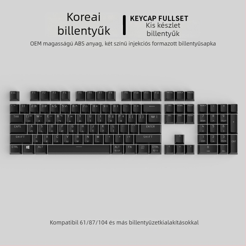 Koreai témájú átlátszó mechanikus billentyűzet-kapucs készlet, univerzális kompatibilitás, több mint 98 billentyű, műanyag anyag, vezetékes csatlakozás