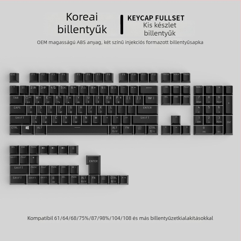 Koreai témájú átlátszó mechanikus billentyűzet-kapucs készlet, univerzális kompatibilitás, több mint 98 billentyű, műanyag anyag, vezetékes csatlakozás
