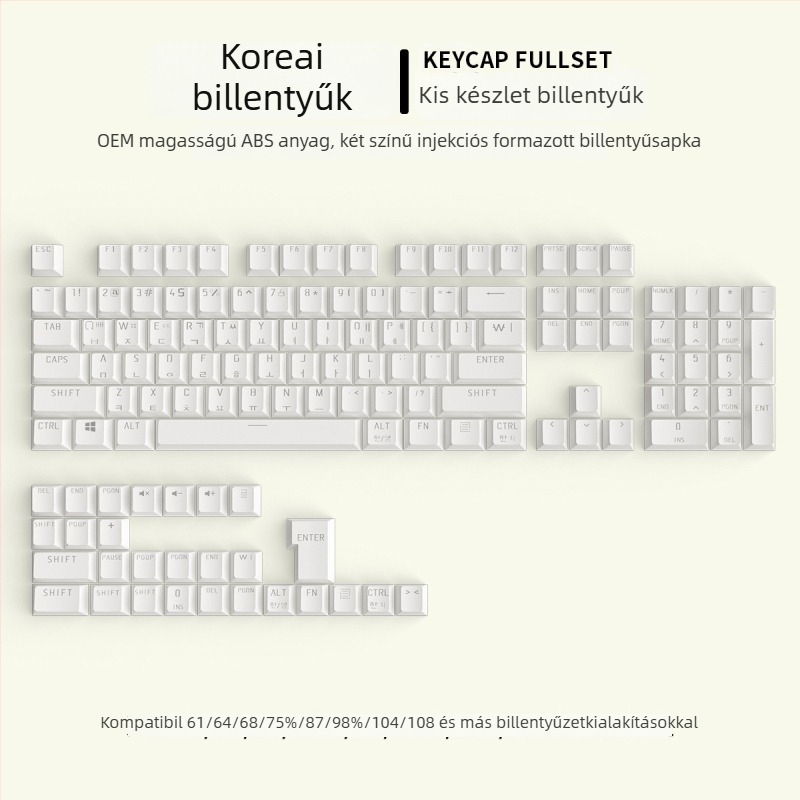 Koreai témájú átlátszó mechanikus billentyűzet-kapucs készlet, univerzális kompatibilitás, több mint 98 billentyű, műanyag anyag, vezetékes csatlakozás