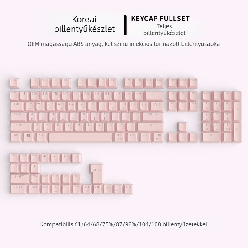 Koreai témájú átlátszó mechanikus billentyűzet-kapucs készlet, univerzális kompatibilitás, több mint 98 billentyű, műanyag anyag, vezetékes csatlakozás