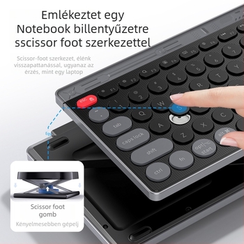 Bluetooth billentyűzet 87 gombos, újratölthető, univerzális kompatibilitás, olló-kapcsolós billentyűzet, ABS műanyag test