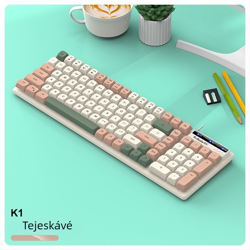 Vezetékes billentyűzet és egér készlet, mechanikus érzet, fény nélkül, csuklótámasz nélkül, számítógéphez