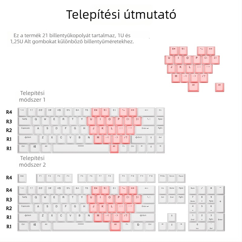 Átlátszó pillangó mintás kulcstartó készlet vezeték nélküli mechanikus billentyűzethez, 21 gomb, PC anyag, USB interfész
