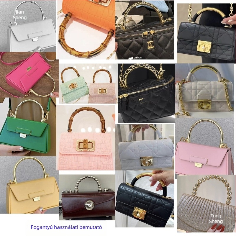 Táska hardver készlet kör- és félkör alakú fogantyúkkal, üreges markolatokkal, fémrögzítésű fogantyúkkal, bambusz gyöngyös kiegészítőkkel és hordozó gyűrűkkel — 2024 tavasz.