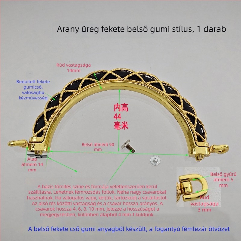 Táska hardver készlet kör- és félkör alakú fogantyúkkal, üreges markolatokkal, fémrögzítésű fogantyúkkal, bambusz gyöngyös kiegészítőkkel és hordozó gyűrűkkel — 2024 tavasz.