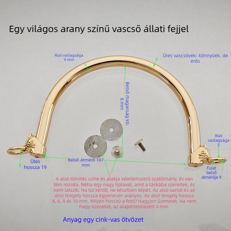 Táska hardver készlet kör- és félkör alakú fogantyúkkal, üreges markolatokkal, fémrögzítésű fogantyúkkal, bambusz gyöngyös kiegészítőkkel és hordozó gyűrűkkel — 2024 tavasz.