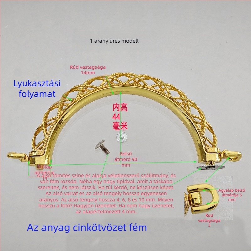 Táska hardver készlet kör- és félkör alakú fogantyúkkal, üreges markolatokkal, fémrögzítésű fogantyúkkal, bambusz gyöngyös kiegészítőkkel és hordozó gyűrűkkel — 2024 tavasz.