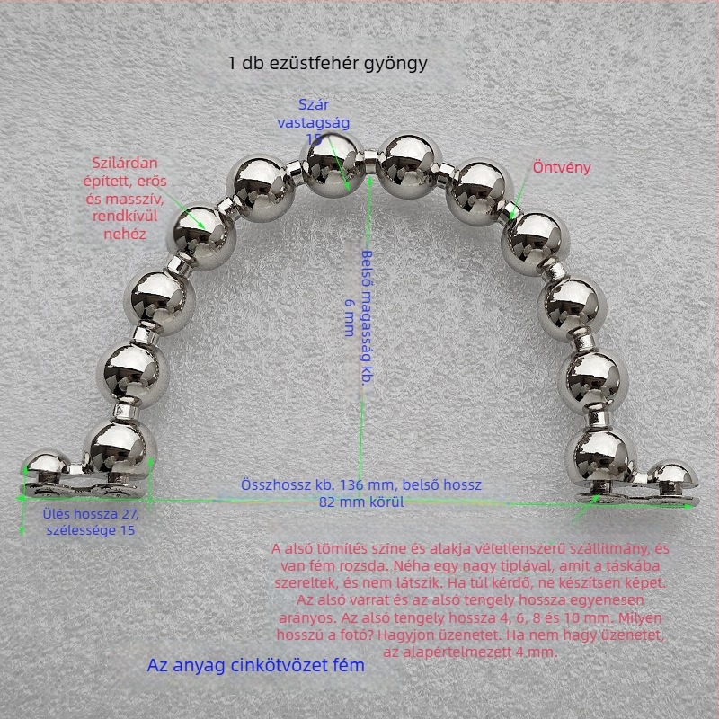 Táska hardver készlet kör- és félkör alakú fogantyúkkal, üreges markolatokkal, fémrögzítésű fogantyúkkal, bambusz gyöngyös kiegészítőkkel és hordozó gyűrűkkel — 2024 tavasz.