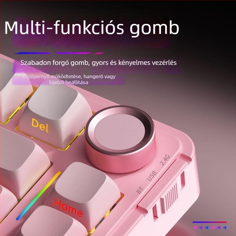Wolf Spider S75Pro Hárommódos mechanikus gamer billentyűzet, 80 gomb, Bluetooth, RGB háttérvilágítás
