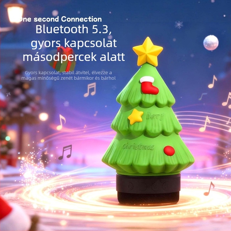 Bluetooth hangszóró éjjeli fénnyel és órával, hordozható mágneses hátlapi klippel, 5W, Bluetooth 5.3, 100 Hz–20 kHz, 10 m hatótávolság, beépített akkumulátor