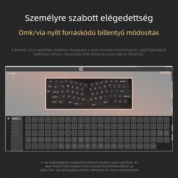 Weikav Vega RECORD Alice 68-gombos mechanikus billentyűzet alumínium testtel, három módú vezeték nélküli, RGB tömítő készlet