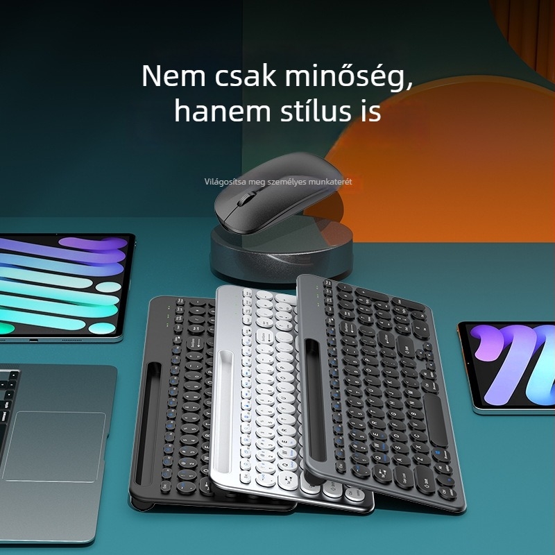 Három üzemmódú billentyűzet és egér készlet, újratölthető, halk, vezeték nélküli Bluetooth 2.4G — 105 gomb, Plug-and-Play