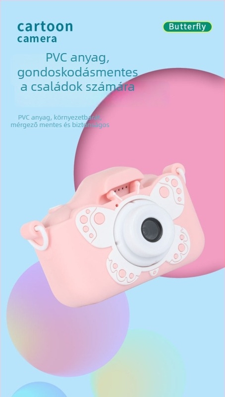 X8/X7 Pillangó Macska Gyerek Kamera – HD kétlencsés, 2.0 inch LCD, 20MP, memóriakártya hely, játékok, fénykép és videó módok