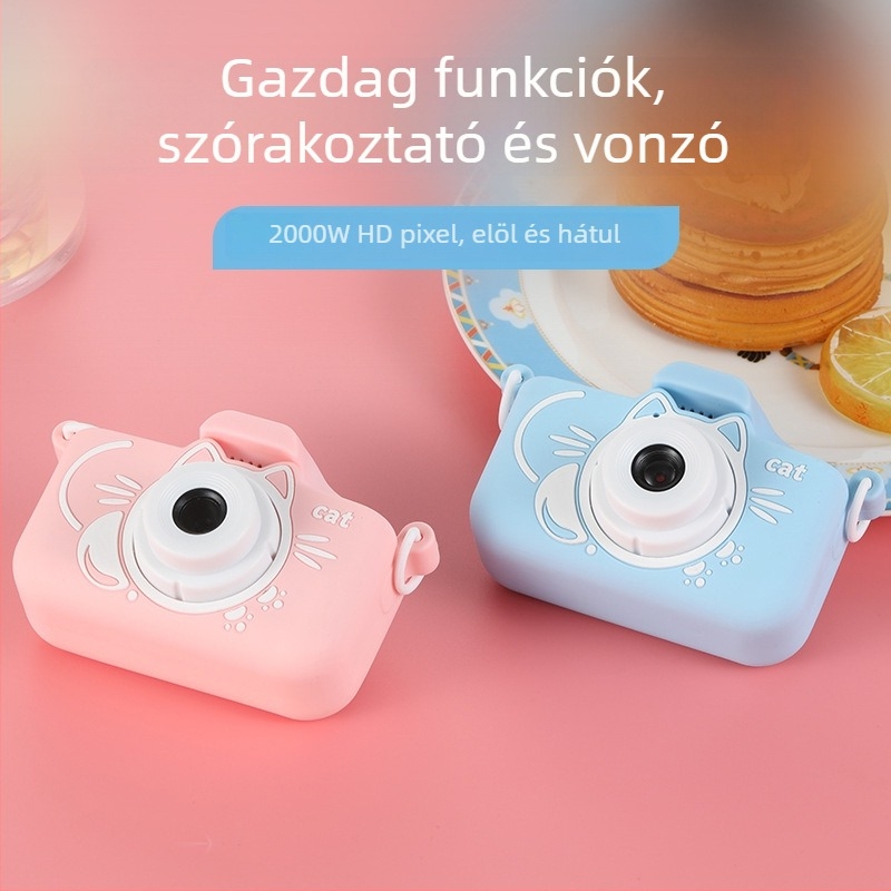 X8/X7 Pillangó Macska Gyerek Kamera – HD kétlencsés, 2.0 inch LCD, 20MP, memóriakártya hely, játékok, fénykép és videó módok