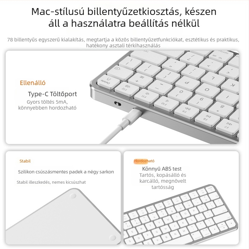 Tablet billentyűzet, vezeték nélküli, 98+ billentyű, ABS anyag, 2024-es modell