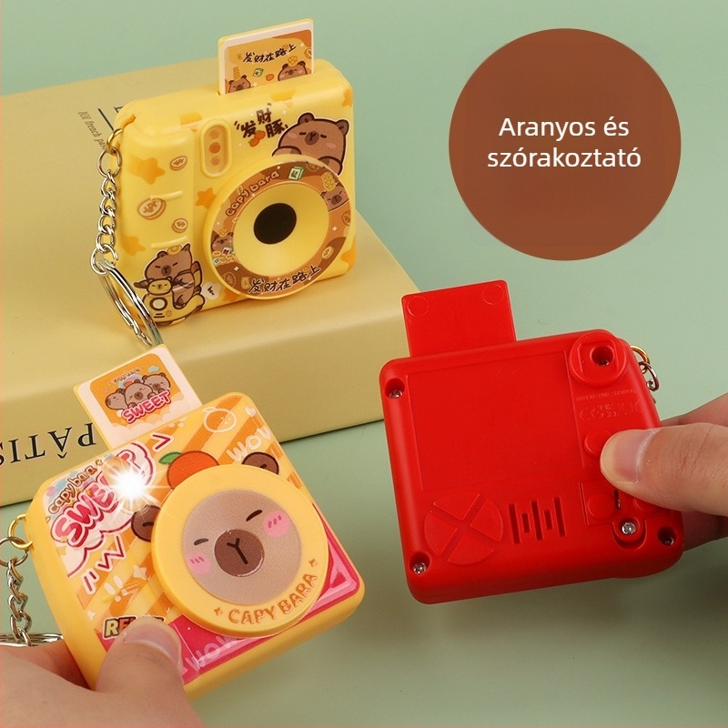 Kulcstartó játék tengerimalac és világító Polaroid kamera, Three Kids, műanyag, aranyos stílus