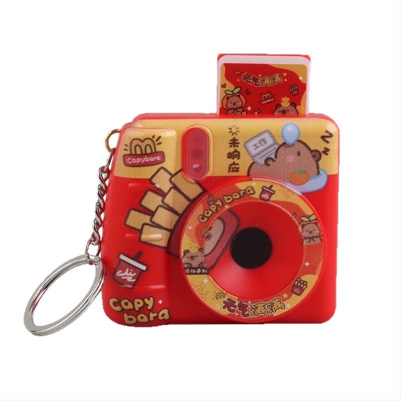 Kulcstartó játék tengerimalac és világító Polaroid kamera, Three Kids, műanyag, aranyos stílus