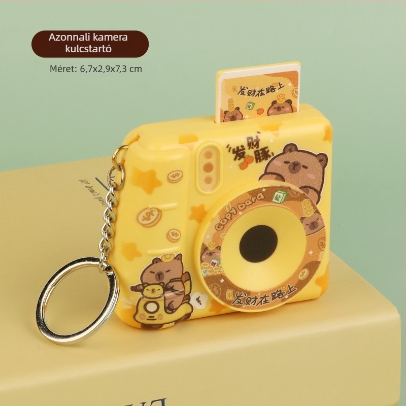 Kulcstartó játék tengerimalac és világító Polaroid kamera, Three Kids, műanyag, aranyos stílus