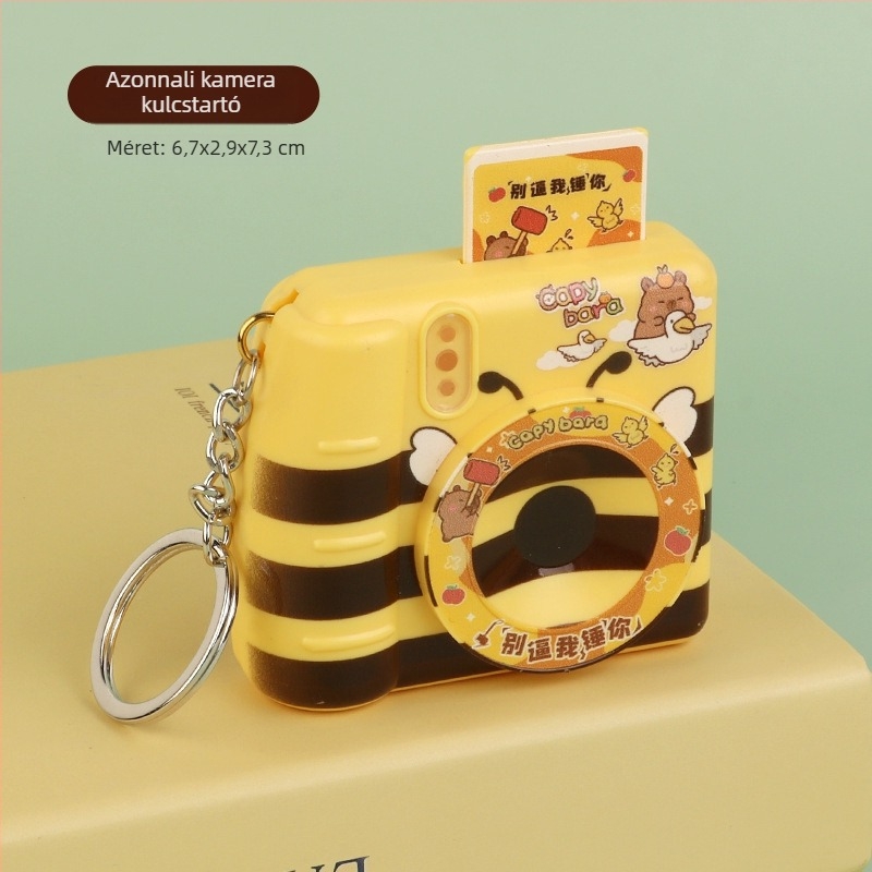 Kulcstartó játék tengerimalac és világító Polaroid kamera, Three Kids, műanyag, aranyos stílus