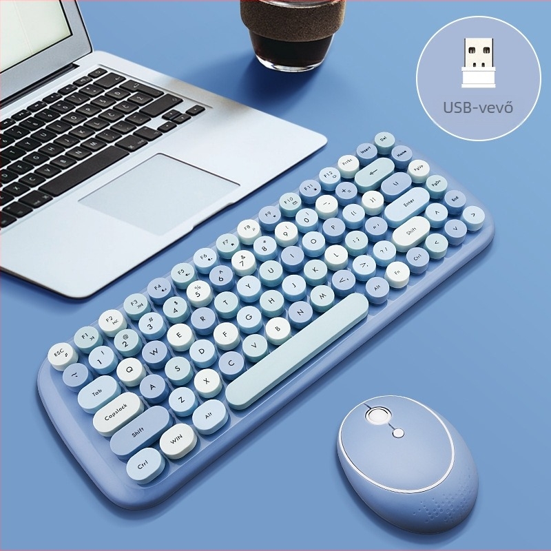 Iroda mini vezeték nélküli billentyűzet és egér készlet, modell CANDY, 1600 dpi, ergonomikus, vízálló