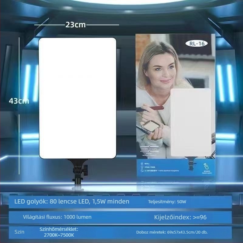 LED panel élő fotózáshoz töltőfényhez — 51–100W, 220V, tri-színű LED, függőleges rögzítés, testreszabható