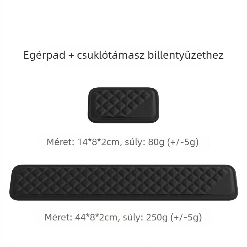 Két részes csuklótámasz-készlet billentyűzethez és egérhez; gyanta alátét; műanyag öntéses kivitel; csúszásmentes; OEM testreszabás elérhető