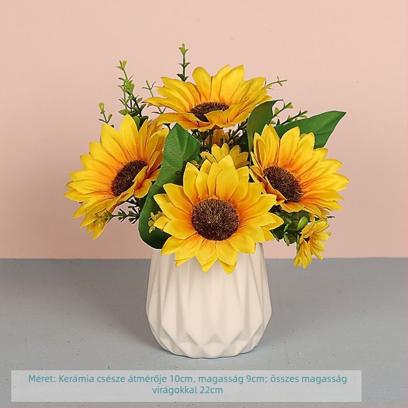 Napraforgó művirág - Vezetékkel szőtt szerkezet, esküvői dekoráció, nappali és étkező dísze