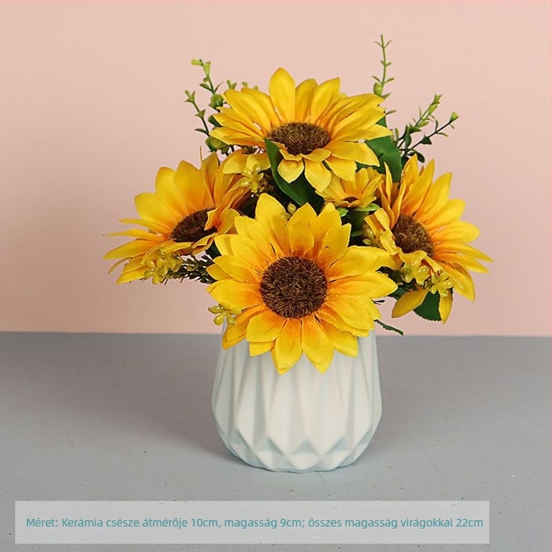 Napraforgó művirág - Vezetékkel szőtt szerkezet, esküvői dekoráció, nappali és étkező dísze