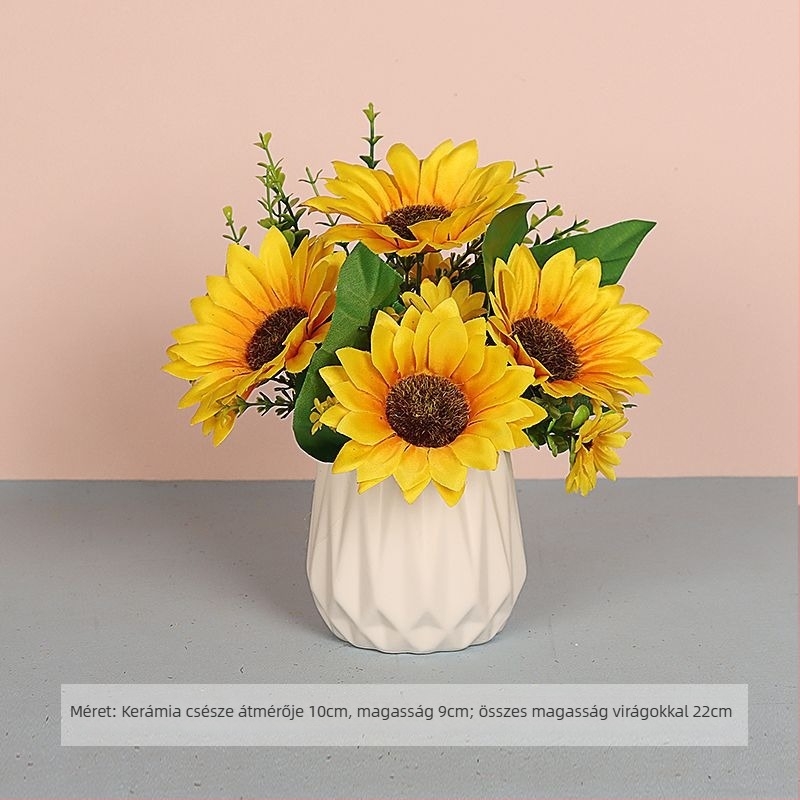 Napraforgó művirág - Vezetékkel szőtt szerkezet, esküvői dekoráció, nappali és étkező dísze