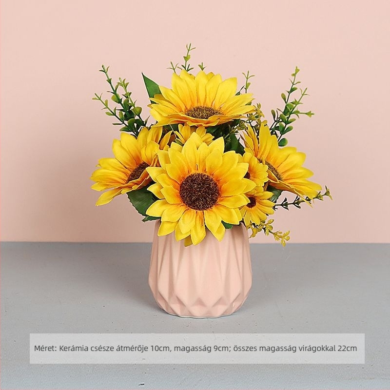 Napraforgó művirág - Vezetékkel szőtt szerkezet, esküvői dekoráció, nappali és étkező dísze