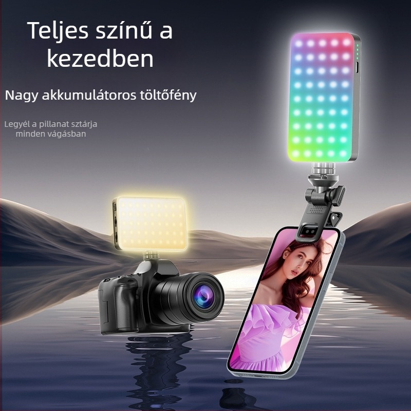 LED töltőfény mobiltelefonhoz – D10s, 4W, 5V, kézi használat, három színhőmérséklet