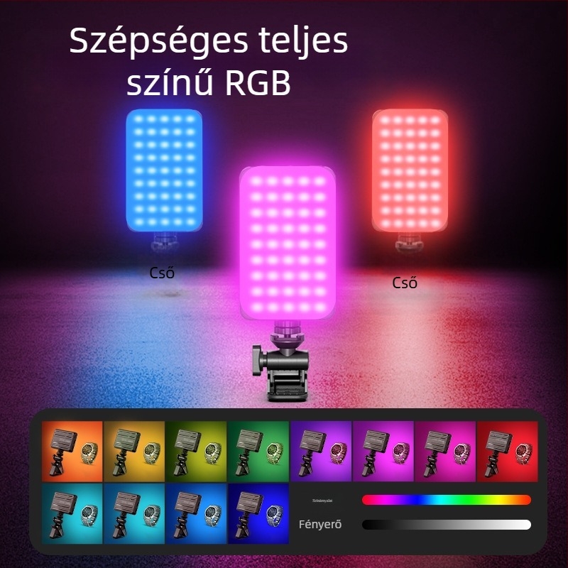 LED töltőfény mobiltelefonhoz – D10s, 4W, 5V, kézi használat, három színhőmérséklet