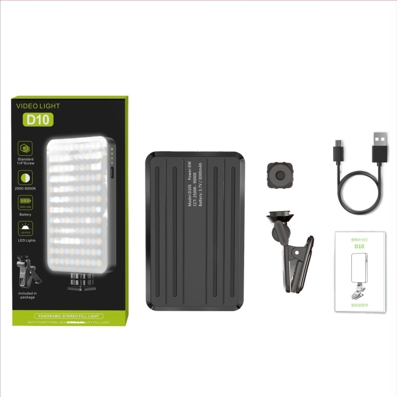 LED töltőfény mobiltelefonhoz – D10s, 4W, 5V, kézi használat, három színhőmérséklet