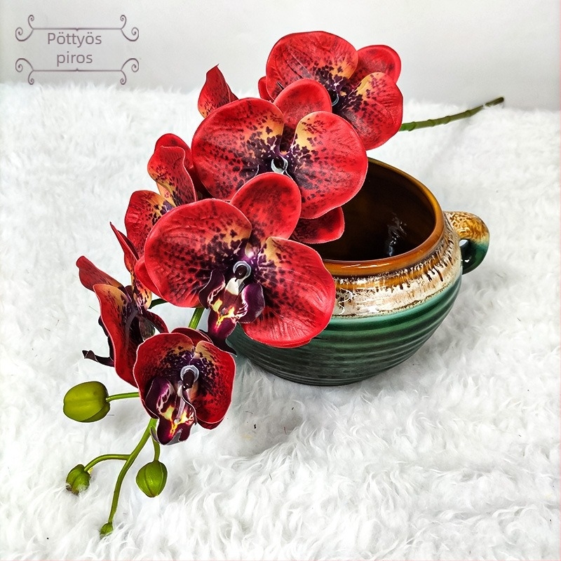 Mesterséges Magnolia Phalaenopsis orchidea — Kis Phalaenopsis, Fajta: Phalaenopsis, Márka: Wing Bee Craft Museum, Anyag: 35888897805, Használat: esküvők, fotó kellékek, otthoni dekoráció
