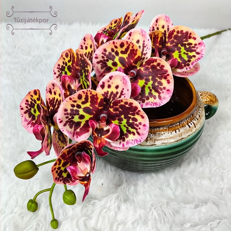 Mesterséges Magnolia Phalaenopsis orchidea — Kis Phalaenopsis, Fajta: Phalaenopsis, Márka: Wing Bee Craft Museum, Anyag: 35888897805, Használat: esküvők, fotó kellékek, otthoni dekoráció